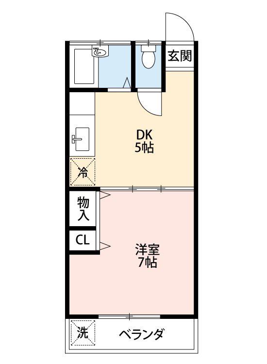 出水サンハイツ(1DK/2階)の間取り写真