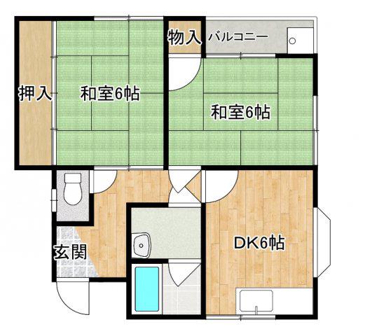メゾン峠(2DK/2階)の間取り写真