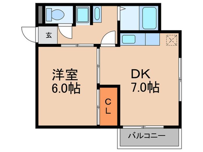 サークルズ(1DK/1階)の間取り写真