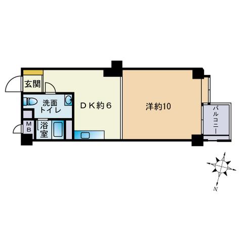 ホワイティ薬院(ワンルーム/5階)の間取り写真