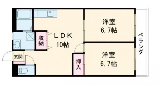 ガーデン山内3(2LDK/2階)の間取り写真