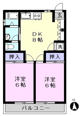 新作第三京葉ハイツ(2DK/4階)の間取り写真