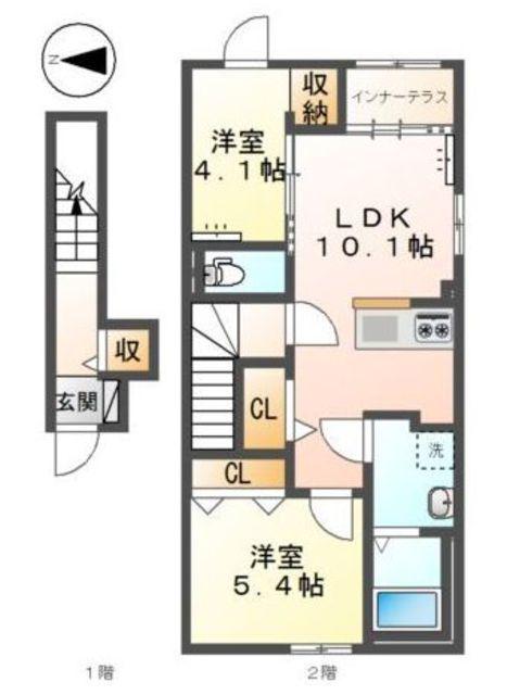 八王子市大谷町工事(2LDK/2階)の間取り写真