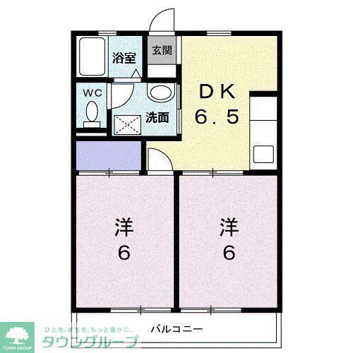 サザンコート(2DK/1階)の間取り写真