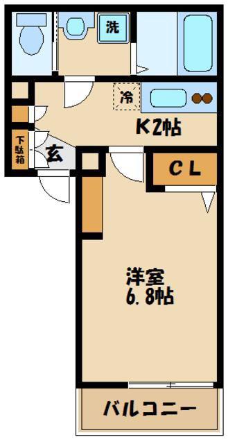 フェリーチェ喜多見(1K/3階)の間取り写真