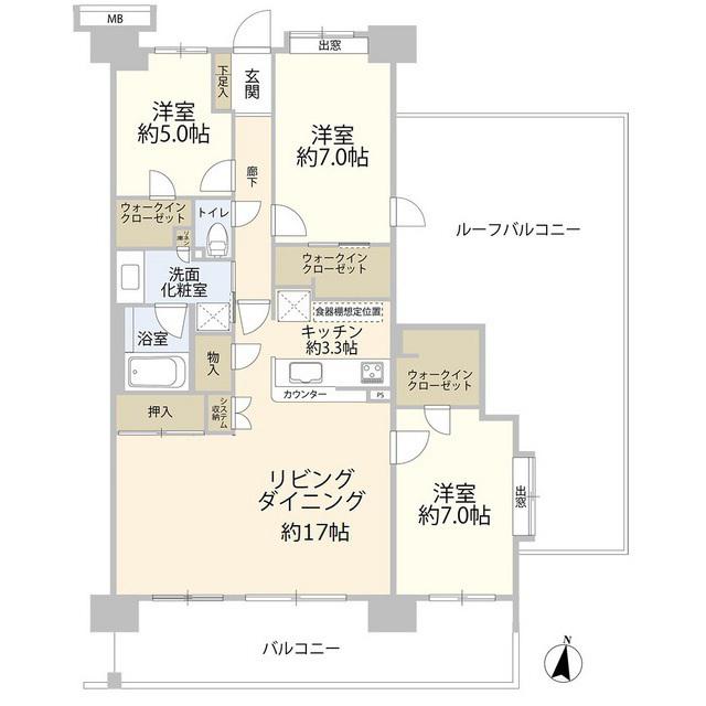 ダイアパレス北小金ヒルズ(3LDK/7階)の間取り写真