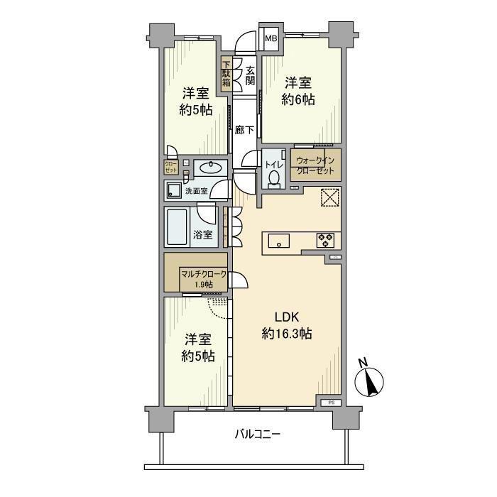 グランリビオ浜田山(3LDK/2階)の間取り写真