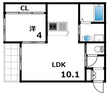 T-SQUARE摂津本山(1LDK/2階)の間取り写真