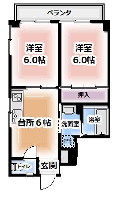 コーポ美和(2DK/3階)の間取り写真
