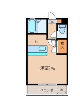 エレガンス木花II(ワンルーム/1階)の間取り写真