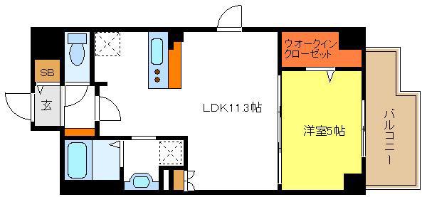 メゾンドール天下茶屋1(1LDK/4階)の間取り写真