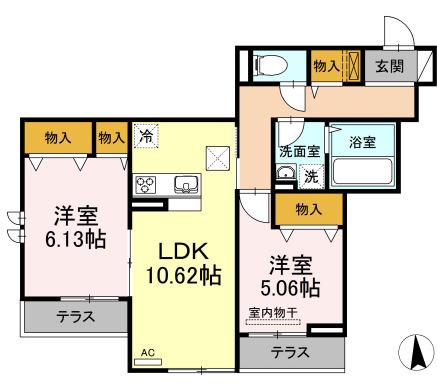AMAPOLA ANNEX(2LDK/1階)の間取り写真
