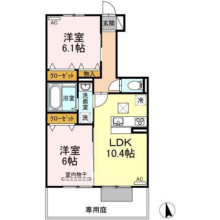 サン・フローラ(2LDK/1階)の間取り写真