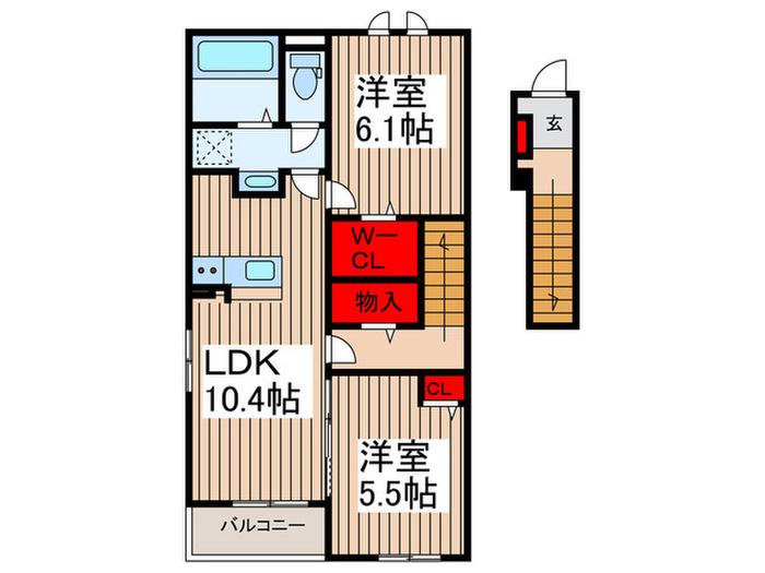 ベル フェリス D(2LDK/2階)の間取り写真