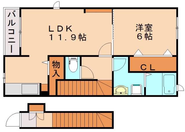 エムケイプレーヌII(1LDK/2階)の間取り写真