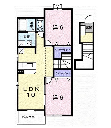 MSソレイユ(2LDK/2階)の間取り写真