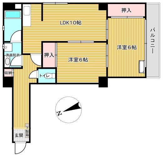 コーポフジ(2LDK/8階)の間取り写真