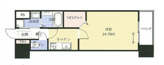 アークデュオ福島万世町(1K/6階)の間取り写真