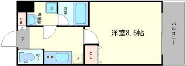 LC難波サウスゲート(1K/2階)の間取り写真