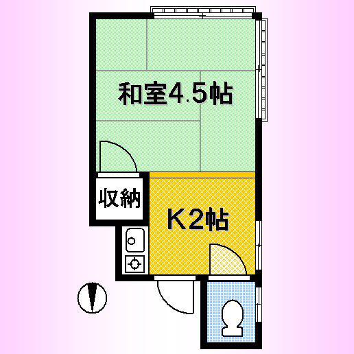 森山荘(ワンルーム/2階)の間取り写真