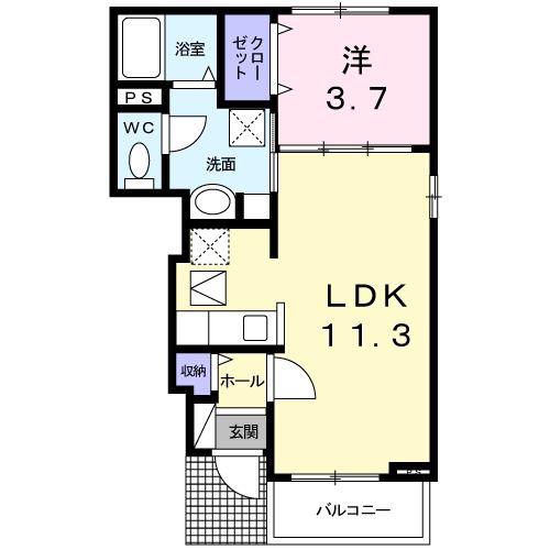 メゾン ド ラ ペシュ(1LDK/1階)の間取り写真