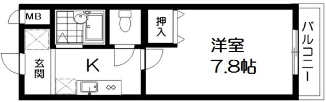 アムール北野(1K/2階)の間取り写真