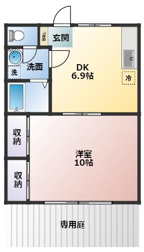 ヴィレッジ君津(1DK/2階)の間取り写真
