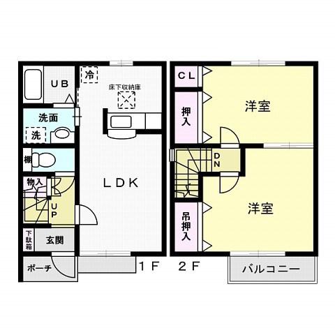 アペリーレ(2LDK/2階)の間取り写真