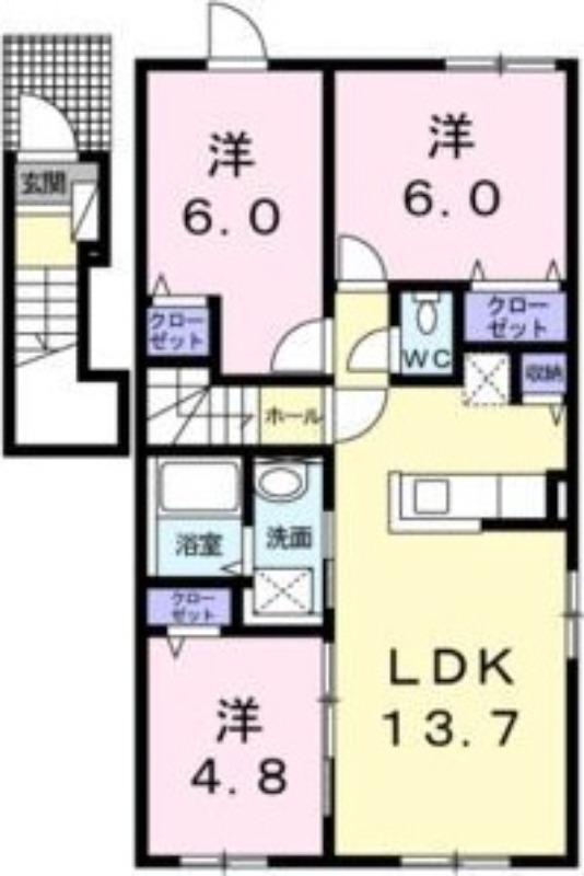 プープリエ(3LDK/2階)の間取り写真