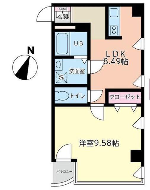M&M′S BUILDING(1LDK/4階)の間取り写真