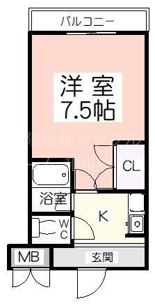 パライッソ和光(1K/5階)の間取り写真
