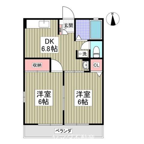 リバティヒルズ(2DK/1階)の間取り写真