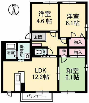 シャンベールA棟(3LDK/2階)の間取り写真