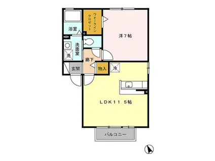 D-ROOM フラワーレジデンス鈴木 拾番館101(1LDK/1階)の間取り写真