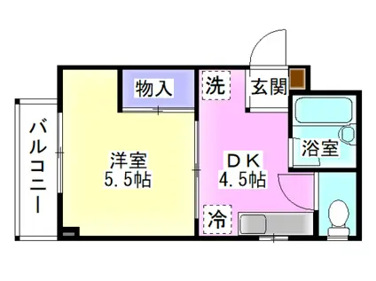 スローブハイム(1K/2階)の間取り写真