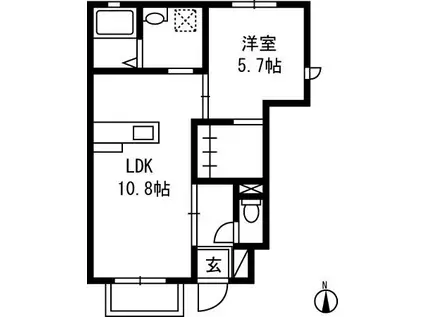 プラードII(1LDK/1階)の間取り写真