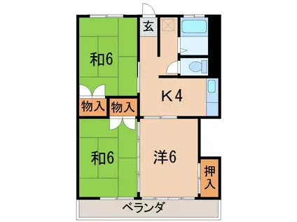 かわさむハイツ(3K/2階)の間取り写真