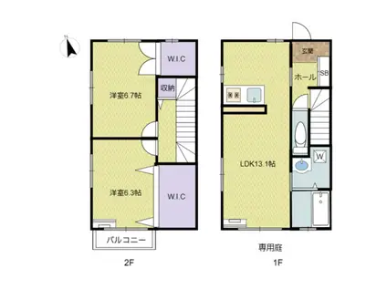 ソラーレ メゾネット2LDK(2LDK/1階)の間取り写真