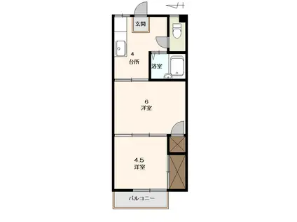 クレストK(2K/2階)の間取り写真