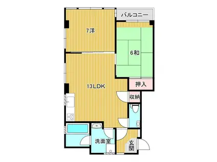 ベルメゾン山の田(2LDK/2階)の間取り写真