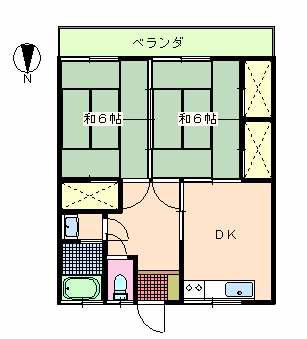 コーポサンフラワー(2DK/2階)の間取り写真
