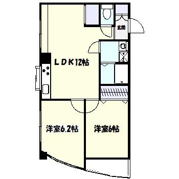 キャステールV(2LDK/1階)の間取り写真
