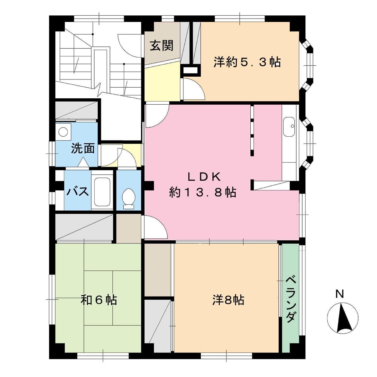 風間ビル(3LDK/3階)の間取り写真