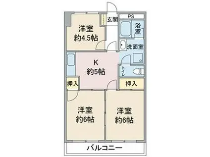 ロイヤルプラザヤマダ(3DK/5階)の間取り写真