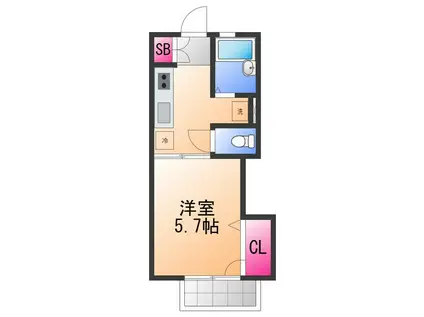 パインコートB(1K/2階)の間取り写真