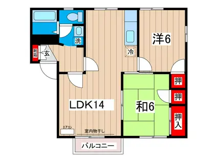 フレグランスクレールA(2LDK/1階)の間取り写真
