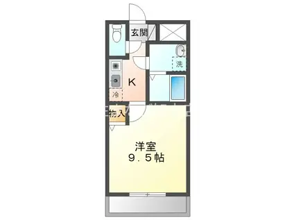 双樹マンション(1K/3階)の間取り写真