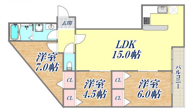 MESSAGE苦楽園三番町(2LDK/1階)の間取り写真