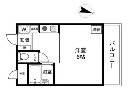 パークサイド六甲(1K/2階)の間取り写真