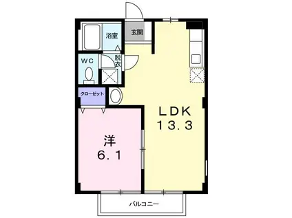 フリーダムヒルズ(1LDK/2階)の間取り写真
